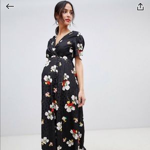 Floral maternity maxi tea dress